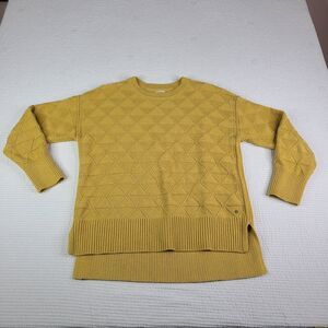 Fat Face Womens Cotton Crewneck Pullover Yellow Sz 4 Chunky Knit EUC